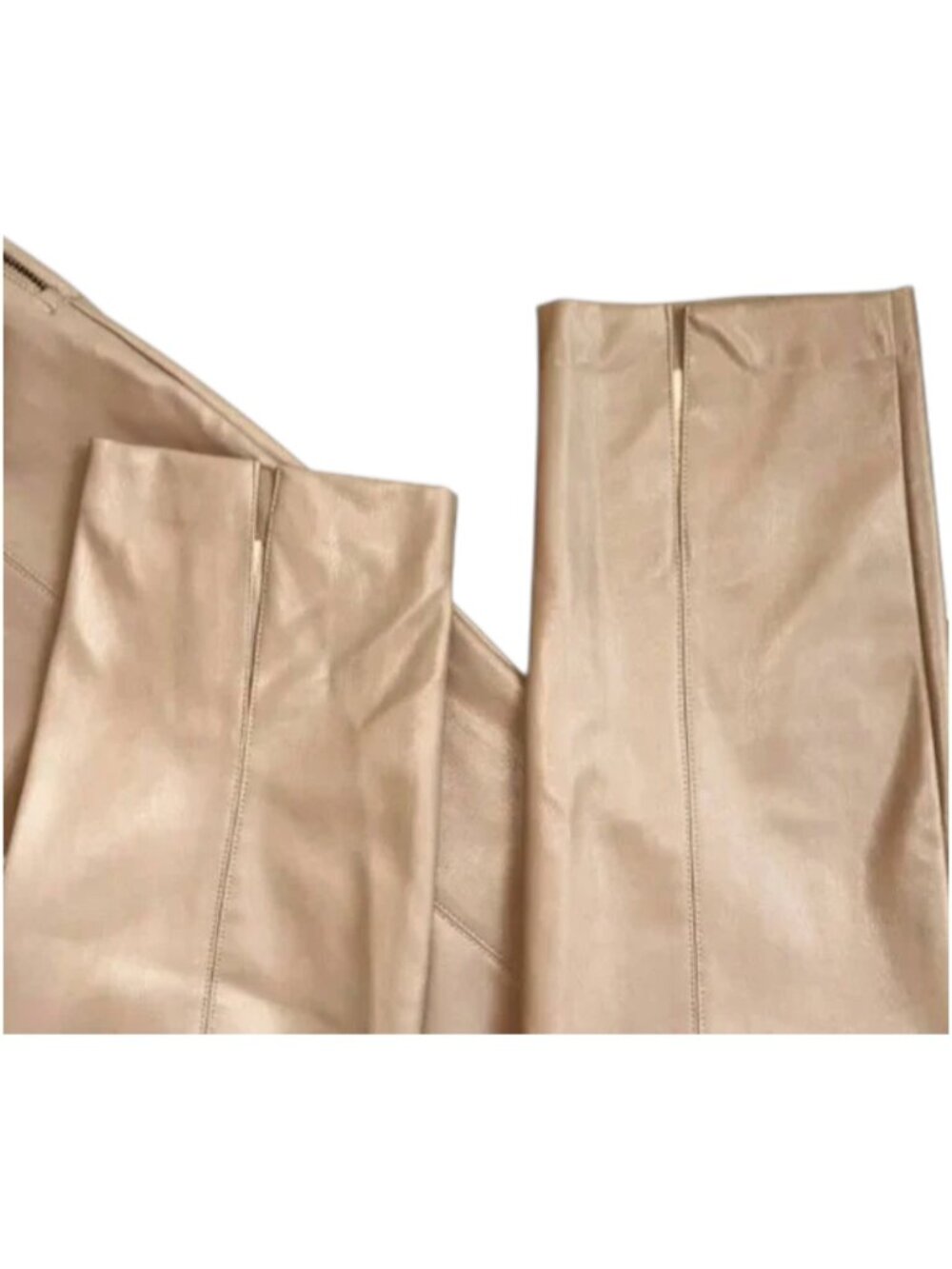 Zara Faux Leather Pants Camel High Rise Slim Ankle M - Picture 4 of 8
